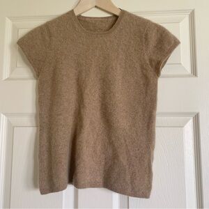 Cozy Tan 100% Cashmere Short Sleeve Sweater